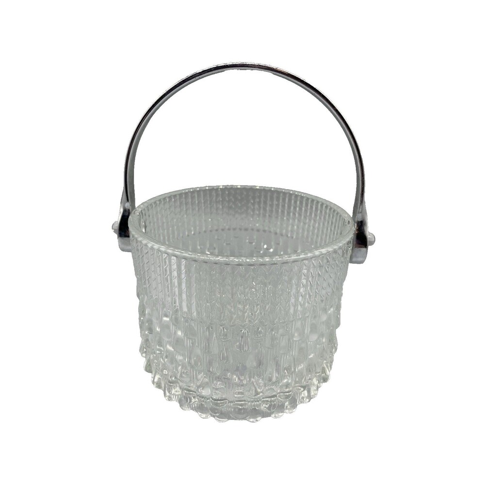 Vintage Mid Century Barware Teleflora Knobs Glass Ice Bucket made in France